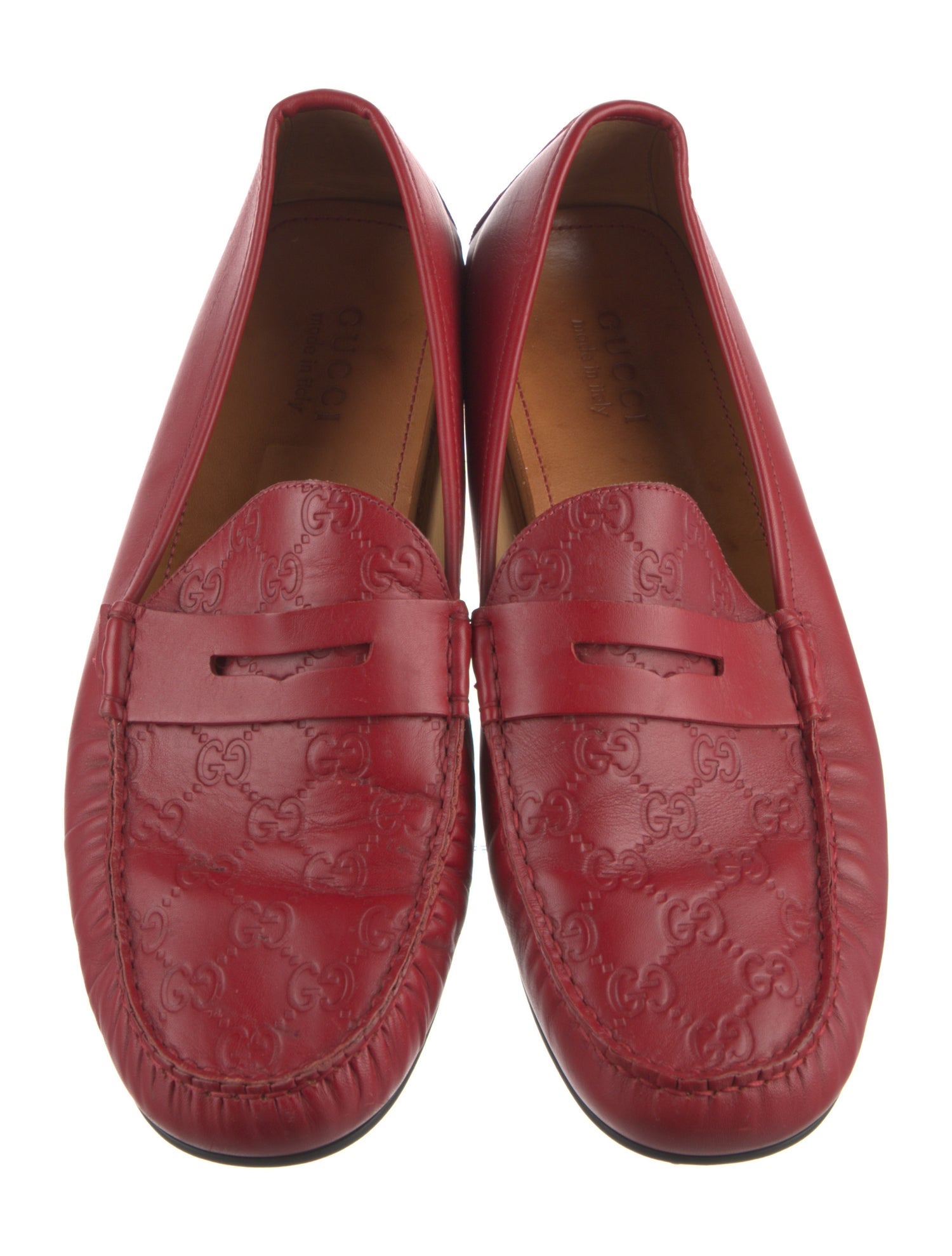 Gucci Running GG Logo Leather Drivers